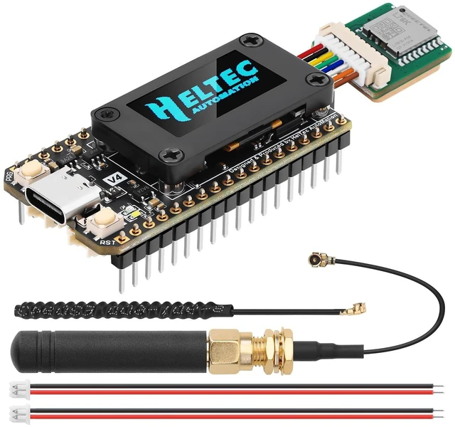 Alt view image 6 of 10 - Meshnology ESP32 LoRa V4 Development Board + L76 GNSS Module, Upgraded ESP32-S3 SX1262 LoRa WiFi Bluetooth 2MB PSRAM 16MB Flash 915MHz Antenna OLED Support GPS Solar for Arduino Meshtastic LoRaW