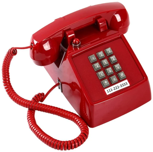 Alt view image 6 of 10 - Traditional Red Landline Phone, Retro Corded Telephone Visible Ringing Indicator, Classic 2500 Analog Desk Phone, Vintage Corded Desk Telephone Large Button, Old Red Telephone Landline for School,Home