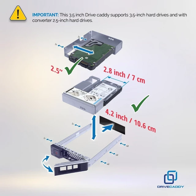Alt view image 9 of 10 - DRIVECADDY 3-Pack - 3.5" Hard Drive Caddy with 2.5" to 3.5" HDD Adapter - Compatible for Dell PowerEdge Servers - T360 R360 T560 R660 R660xs R6615 R6625 R7615 R7625 R760 R760xs R760xd2
