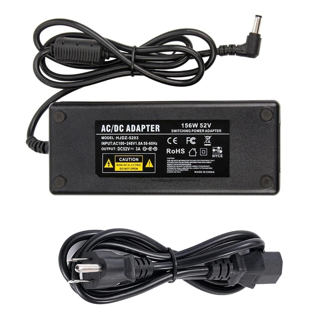Alt view image 6 of 10 - COOLM 52V 3A Power Supply Adapter - COOLM AC DC 52 Volt 3 Amp Replacement 2A 2.3A 2.5A 2.7A 2.88A for Reolink PoE NVRs, PoE Switch, Injector, Compatible with RLN16-410 / RLN8-410
