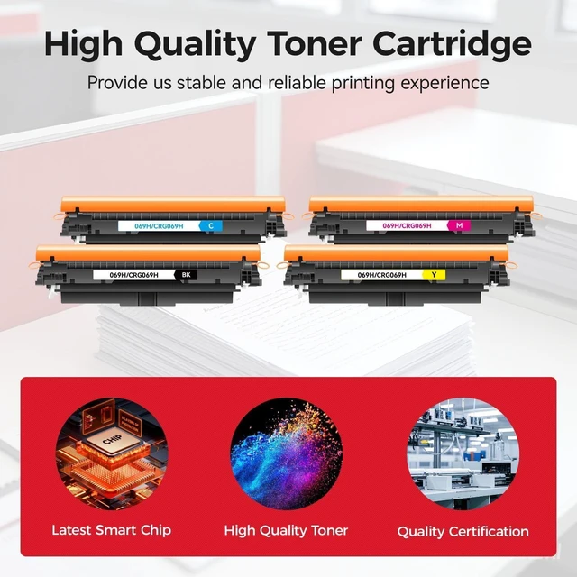Alt view image 11 of 14 - 069H 069 Toner Cartridge Set 4-Pack MF753CdwBlack Cyan Magenta Yellow Replacement for Canon 069 069H Toner Compatible with Canon Color imageCLASS MF753Cdw MF751Cdw LBP674Cdw Printer Ink All-in-One