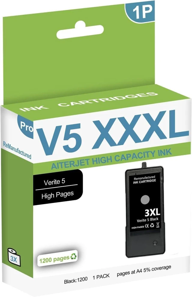 Alt view image 8 of 14 - High Yield Ink Cartridge Replacement for KD Verite 5 XXXL for Verite 55W ECO Verite 55 Eco Verite 65XXXL Verite 55XXXL Plus ReManufactured Ink Printer (1 Black1 Pack)