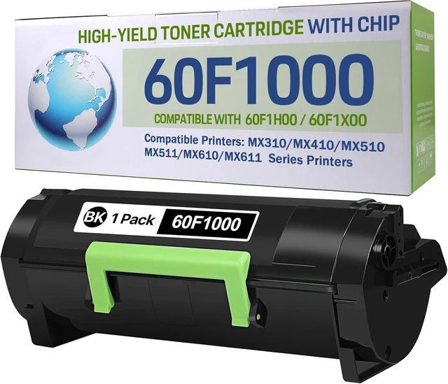 Alt view image 8 of 14 - 60F1000 Black Toner Cartridge(with chip) Replacement for Lexmark MX310,MX410,MX510,MX511,MX610,MX611 Series Printer,High Yield Ink Cartridge Compatible 60F1H00 60F1X00 Toner Cartridge (1 Pack)