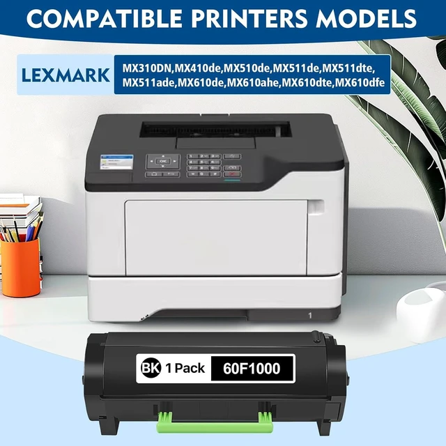 Alt view image 9 of 14 - 60F1000 Black Toner Cartridge(with chip) Replacement for Lexmark MX310,MX410,MX510,MX511,MX610,MX611 Series Printer,High Yield Ink Cartridge Compatible 60F1H00 60F1X00 Toner Cartridge (1 Pack)