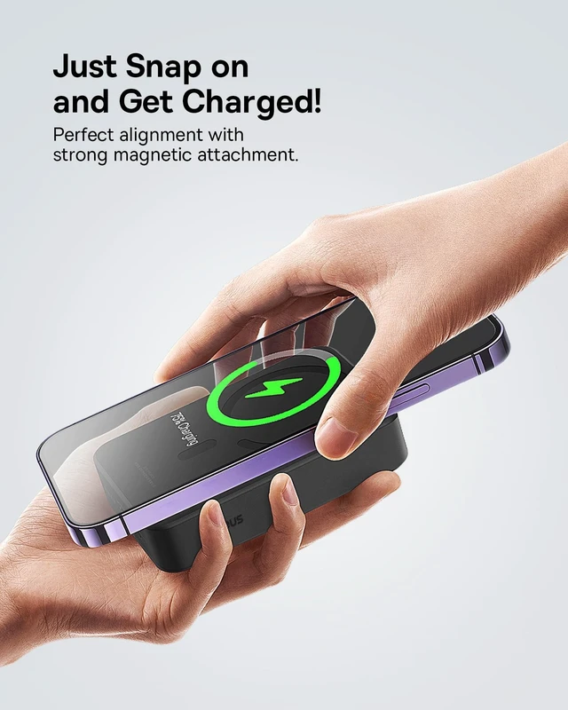 Alt view image 8 of 10 - Baseus Magsafe Battery Pack 20000mAh Wireless Portable Charger,PD 20W USB C Fast Charging Battery Pack, Compatible with iPhone 17/16/15/14/13/12 Series, Black