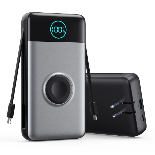 Alt view image 6 of 10 - Portable Charger for iPhone, 40800mAh Power Bank with Built-in Cables & AC Wall Plug, All in One 5 Outputs USB C Fast Charging External Battery Pack for iPhone 17/16/15/14, Android, Travel Essential