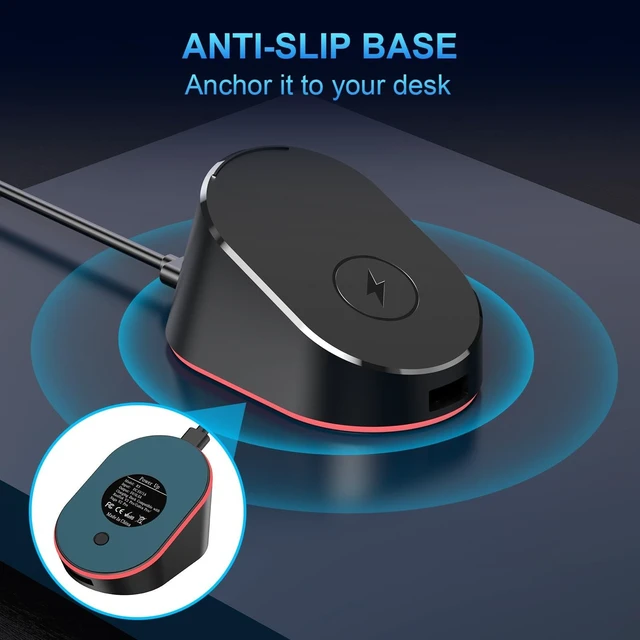 Alt view image 7 of 10 - Soarking Compact Magnetic Computer Mouse Charging Dock R3 for Razer Basilisk V3 Pro, Cobra Pr, Naga V2 Pro, Auto Shut-Off, Switch LED Charge Status, Anti-Slip Base, 6.6ft Cable