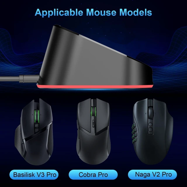 Alt view image 10 of 10 - Soarking Compact Magnetic Computer Mouse Charging Dock R3 for Razer Basilisk V3 Pro, Cobra Pr, Naga V2 Pro, Auto Shut-Off, Switch LED Charge Status, Anti-Slip Base, 6.6ft Cable