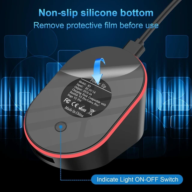 Alt view image 9 of 10 - Soarking Compact Magnetic Computer Mouse Charging Dock R3 for Razer Basilisk V3 Pro, Cobra Pr, Naga V2 Pro, Auto Shut-Off, Switch LED Charge Status, Anti-Slip Base, 6.6ft Cable