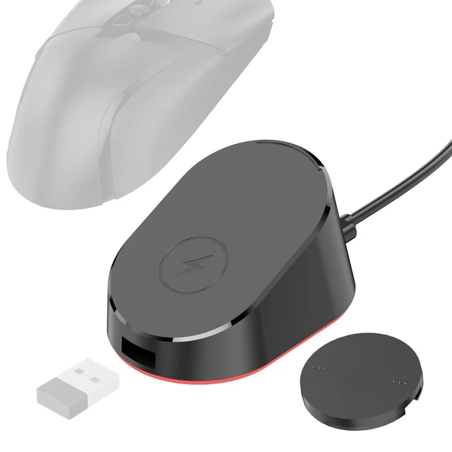 Alt view image 6 of 10 - Soarking Compact Magnetic Computer Mouse Charging Dock R3 for Razer Basilisk V3 Pro, Cobra Pr, Naga V2 Pro, Auto Shut-Off, Switch LED Charge Status, Anti-Slip Base, 6.6ft Cable