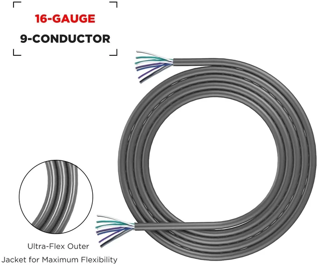 Alt view image 10 of 10 - Recoil 20-Feet 9-Conductor Speaker Cable, 16AWG Pure OFC, Ultra-Flex and Easy Peel Jacket, 4-Channel Speaker Wire and Remote Wire