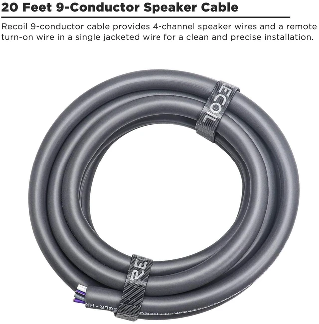 Alt view image 9 of 10 - Recoil 20-Feet 9-Conductor Speaker Cable, 16AWG Pure OFC, Ultra-Flex and Easy Peel Jacket, 4-Channel Speaker Wire and Remote Wire