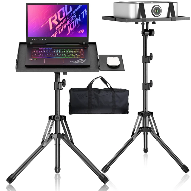 Alt view image 6 of 10 - Projector Stand Tripod, Adjustable Height 26 to 56 Inch Laptop Tripod, Laptop Stand with Mouse Tray, Foldable Tripod for Projector with Carry Bag, Portable Podium Stand for Office, Home, Stage, DJ