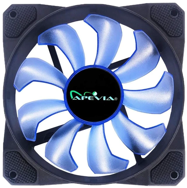 Alt view image 8 of 10 - APEVIA CO1012L-BL Cosmos 120mm Blue LED Ultra Silent Case Fan w/ 16 LEDs & Anti-Vibration Rubber Pads (10 Pk)