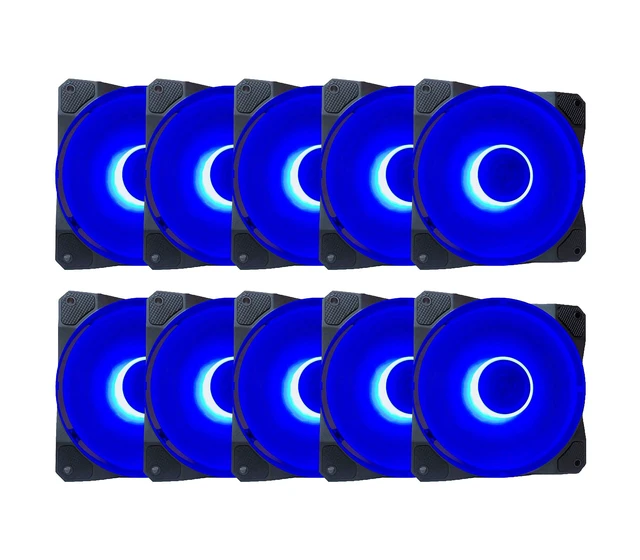 Alt view image 6 of 10 - APEVIA CO1012L-BL Cosmos 120mm Blue LED Ultra Silent Case Fan w/ 16 LEDs & Anti-Vibration Rubber Pads (10 Pk)