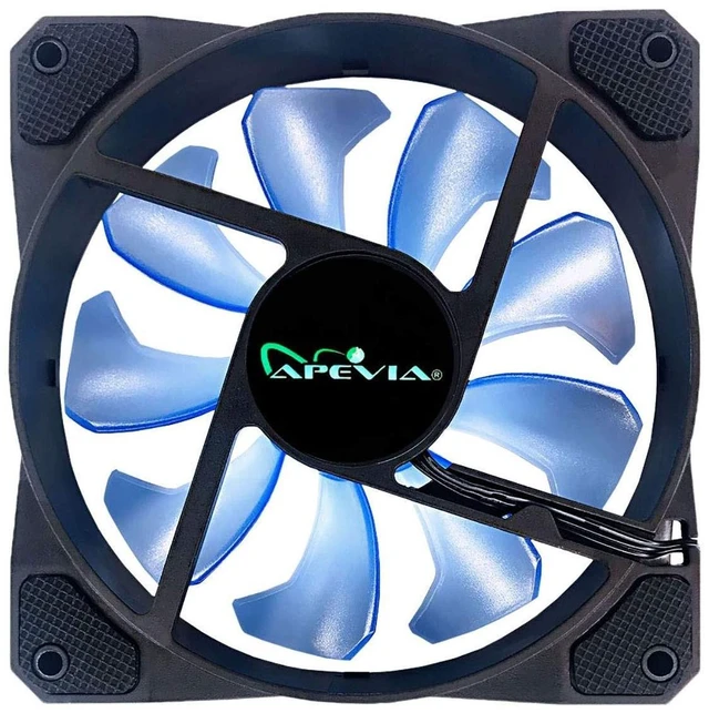 Alt view image 9 of 10 - APEVIA CO1012L-BL Cosmos 120mm Blue LED Ultra Silent Case Fan w/ 16 LEDs & Anti-Vibration Rubber Pads (10 Pk)