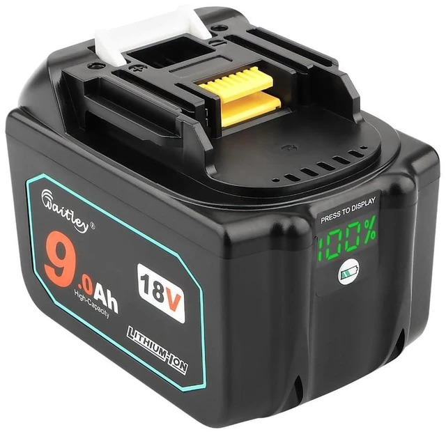 Alt view image 6 of 10 - waitley 18V 9.0Ah Replacement Battery Compatible with Makita 18V Battery BL1890 BL1830 BL1840 BL1850 BL1860 Lithium-Ion Battery Tools with LED Indicator (Not Made in Makita)