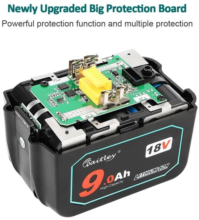 Alt view image 7 of 10 - waitley 18V 9.0Ah Replacement Battery Compatible with Makita 18V Battery BL1890 BL1830 BL1840 BL1850 BL1860 Lithium-Ion Battery Tools with LED Indicator (Not Made in Makita)