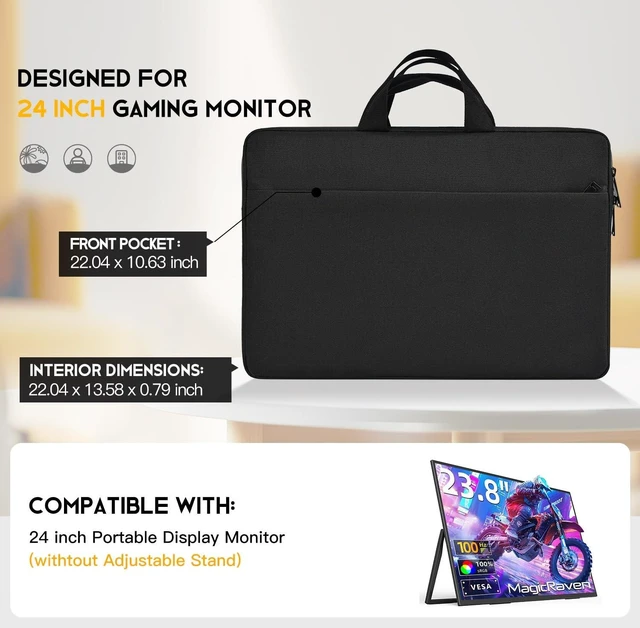 Alt view image 7 of 10 - Portable Monitor Sleeve 23.8 24 Inch, Padded Protective Shockproof Carrying Case Bag for Most 24 inch Portable Monitor(W/t Adjustable Stand) Display Cover with Handle Pocket