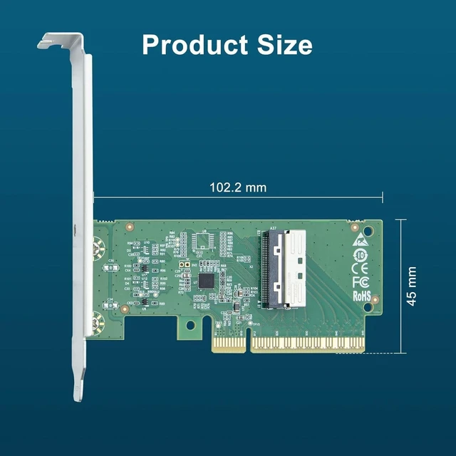 Alt view image 7 of 10 - H!Fiber 1 Port MCIO(74pin) 8i to PCIe X8 Adapter, Gen5 PCIe5.0