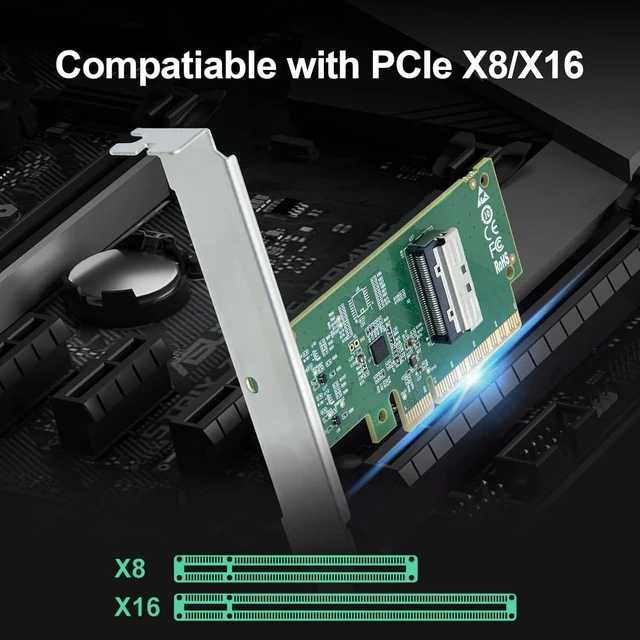 Alt view image 8 of 10 - H!Fiber 1 Port MCIO(74pin) 8i to PCIe X8 Adapter, Gen5 PCIe5.0