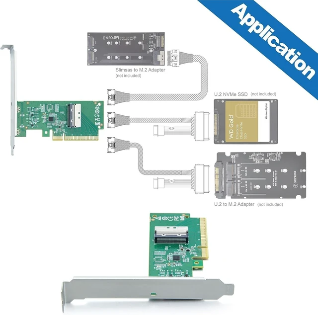 Alt view image 9 of 10 - H!Fiber 1 Port MCIO(74pin) 8i to PCIe X8 Adapter, Gen5 PCIe5.0