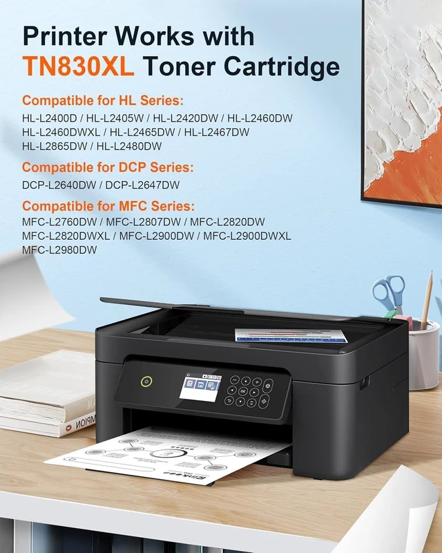 Alt view image 9 of 14 - E-Z Ink Pro TN830 TN830XL Compatible Toner Cartridge Replacement for Brother TN830 Toner Cartridge Compatible with Brother HL-L2460dw DCP-L2640DW HL-L2405W MFC-L2820DW HL-L2420DW Toner Printer (2Pack)