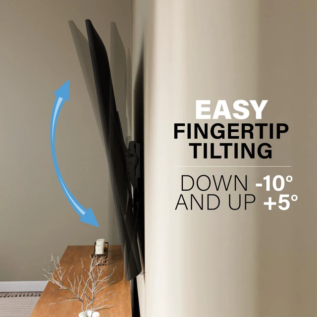 Alt view image 8 of 10 - SANUS Tilting TV Wall Mount for 4290 TVs up to 130 lbs Low Profile TV Mount with Smooth, Tool-Free Tilt to Reduce Glare Fits 16 & 24 Studs, Concrete & Block