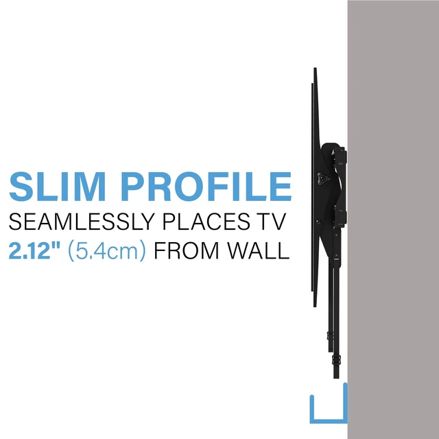 Alt view image 9 of 10 - SANUS Tilting TV Wall Mount for 4290 TVs up to 130 lbs Low Profile TV Mount with Smooth, Tool-Free Tilt to Reduce Glare Fits 16 & 24 Studs, Concrete & Block