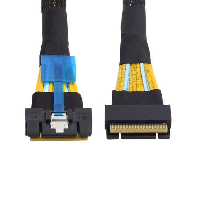Alt view image 6 of 10 - NGFF PCI-E 5.0 Mini Cool Edge IO MCIO STR PCI-E 8i 74Pin Male to MCIO 74Pin Male Extender Cable 50cm