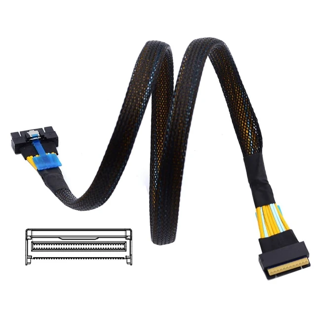 Alt view image 8 of 10 - NGFF PCI-E 5.0 Mini Cool Edge IO MCIO STR PCI-E 8i 74Pin Male to MCIO 74Pin Male Extender Cable 50cm