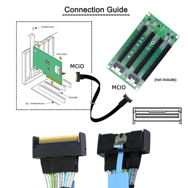 Alt view image 9 of 10 - NGFF PCI-E 5.0 Mini Cool Edge IO MCIO STR PCI-E 8i 74Pin Male to MCIO 74Pin Male Extender Cable 50cm