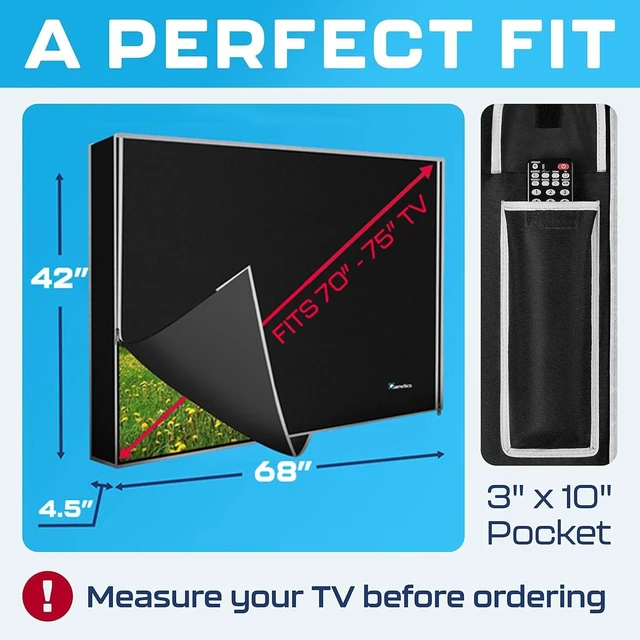 Alt view image 8 of 10 - Smart Shield Outdoor TV Cover 75 Inch Weatherproof and Waterproof ^^ Outside TV Enclosure ^^ Screen Protector for Outside Display Black With Zipper