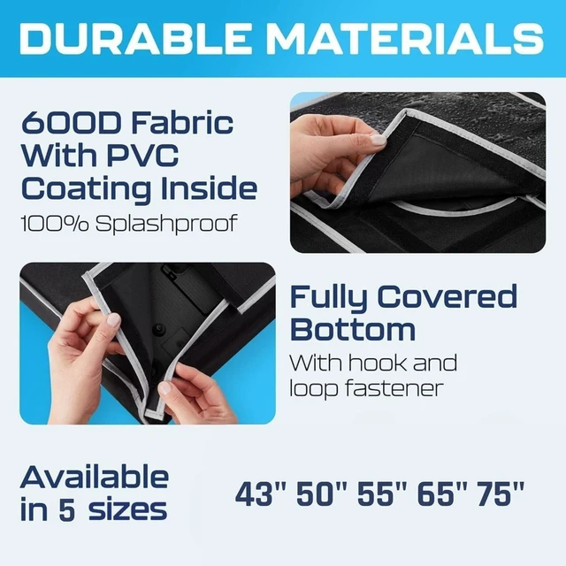 Alt view image 10 of 10 - Smart Shield Outdoor TV Cover 75 Inch Weatherproof and Waterproof ^^ Outside TV Enclosure ^^ Screen Protector for Outside Display Black With Zipper