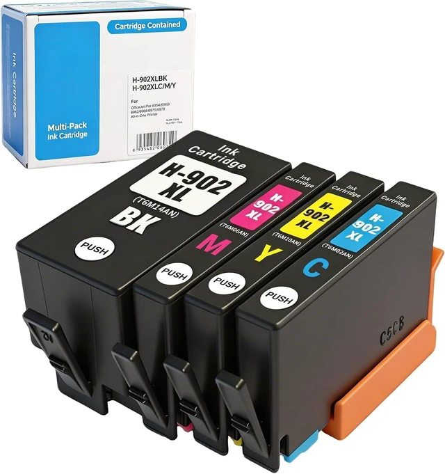 Alt view image 8 of 14 - Compatible 902XL Ink Cartridges Replacement 4-Pack for HP 902XL Ink Cartridges Combo Pack OfficeJet Pro 6978 6968 6974 6975 OfficeJet 6951 Printers
