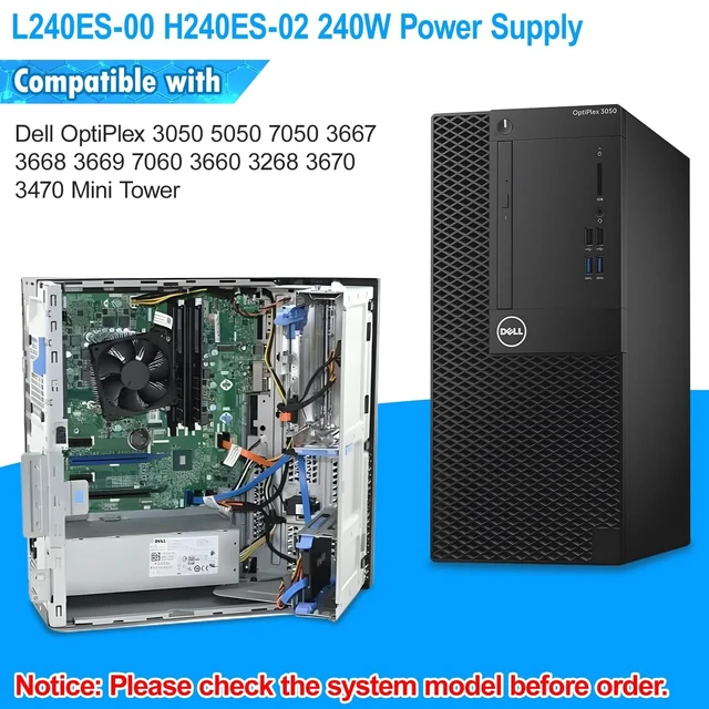 Alt view image 8 of 10 - Upgraded L240ES-00 H240ES-02 240W Power Supply B240AM-02 PSU Compatible with Dell Optiplex 3050 5050 7050 Mini Tower J61WF DK87P DHVJN F484X DW3M7 HT04K L240ES-00 H240NM-00 HU240AS-00 Power Supply