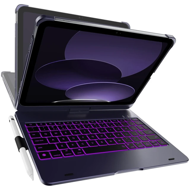 Alt view image 6 of 10 - typecase Flexbook Keyboard Case for iPad 11th (A16, 2025) and iPad 10th Gen (10.9", 2022) No Trackpad, 11-Color Backlight, 360 Rotatable, 7 Use Modes, Thin & Lightweight Midnight Amethyst