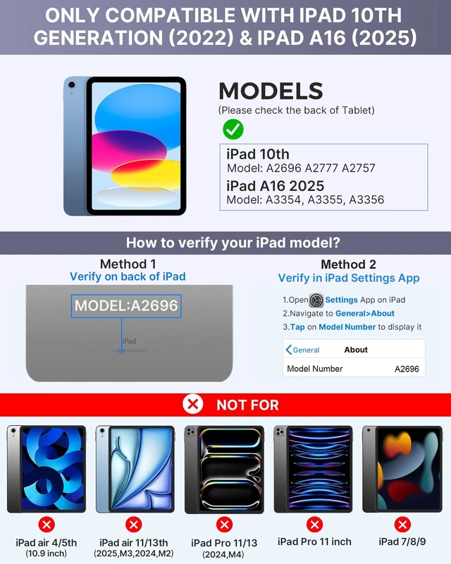 Alt view image 7 of 10 - typecase Flexbook Keyboard Case for iPad 11th (A16, 2025) and iPad 10th Gen (10.9", 2022) No Trackpad, 11-Color Backlight, 360 Rotatable, 7 Use Modes, Thin & Lightweight Midnight Amethyst