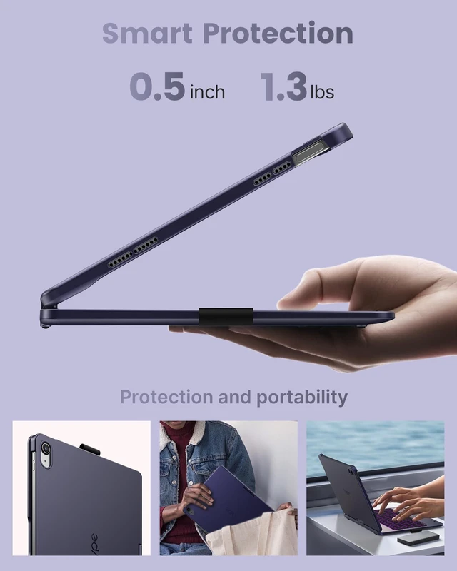 Alt view image 10 of 10 - typecase Flexbook Keyboard Case for iPad 11th (A16, 2025) and iPad 10th Gen (10.9", 2022) No Trackpad, 11-Color Backlight, 360 Rotatable, 7 Use Modes, Thin & Lightweight Midnight Amethyst