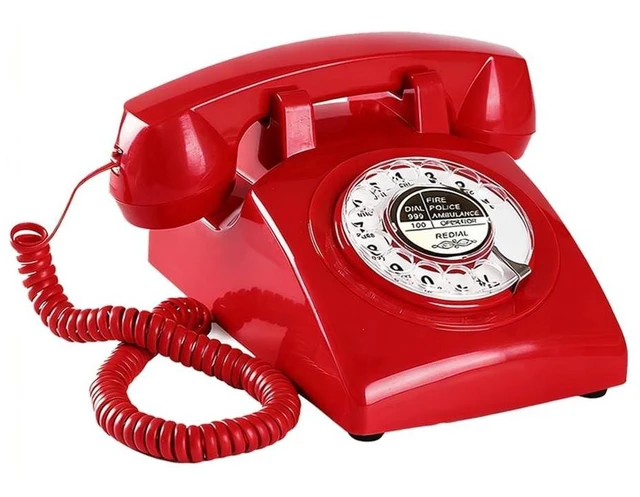 Alt view image 6 of 10 - Red Retro Rotary Phone Mechanical Bell, Updated Antique 1960s Telephone(Removable Cord), Old Fashioned Rotary Dial Telephone (Ringer High/Off), Retro Photo Shoot Prop, Vintage Landline Phone for Home