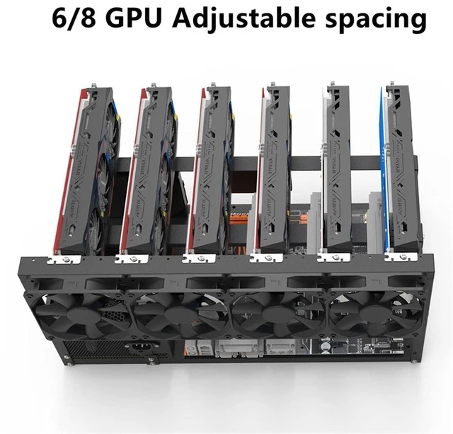 Alt view image 9 of 10 - 8GPU Mining Rig Frame, Steel Open Air Miner Mining Computer Frame Rig Case for Crypto Coin Currency Bitcoin ETH ETC ZEC Mining Accessories Tools - Frame Only, Fans & GPU is not Included