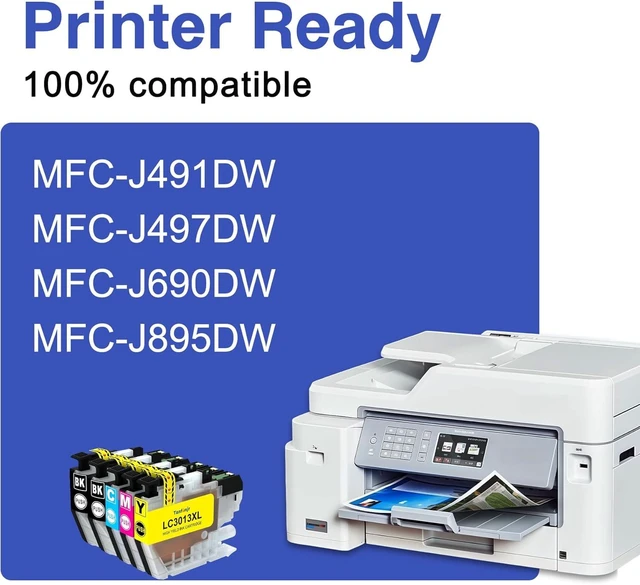 Alt view image 9 of 14 - LC3013 High Yield Ink Cartridges 5-Pack (2BK/1C/1M/1Y) Replacement for LC3013 LC3011 Ink for MFC-J491DW MFC-J497DW MFC-J690DW MFC-J895DW Printer