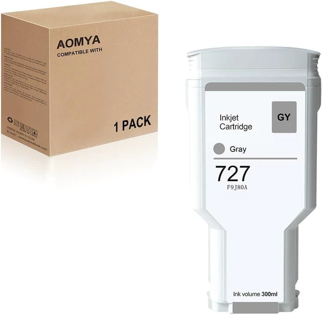 Alt view image 5 of 8 - Aomya 727 300ml Compatible 727 Ink Cartridges 727 Dye Ink Cartridge for DesignJet T1530 T2500 T920 T930 T1500 T2530 Printers (Gray)
