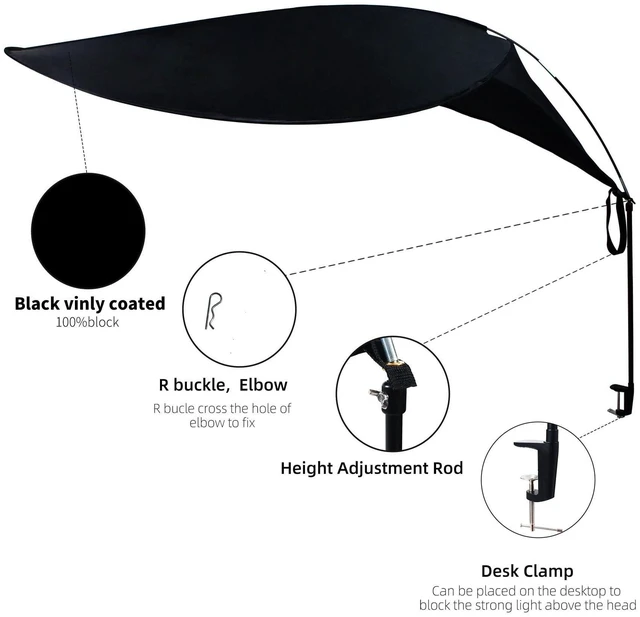 Alt view image 7 of 10 - Comastbo 65" office cubicle desk shade,designed for light sensitive workers,idea for office cubicles and desk canopy,block overhead light Blackpatent is on the way