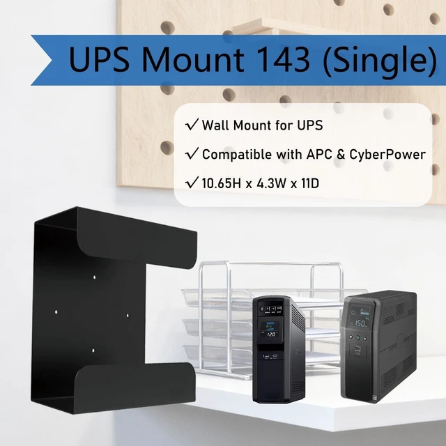 Alt view image 6 of 6 - UPS Wall Mount Bracket ^^ Single Mount Compatible with APC & CyberPower UPS Battery Backup ^^ Heavy Duty Mounting Kit for Home Office, Server Rack ^^ Easy Installation, Saves Floor Space (Model 143)