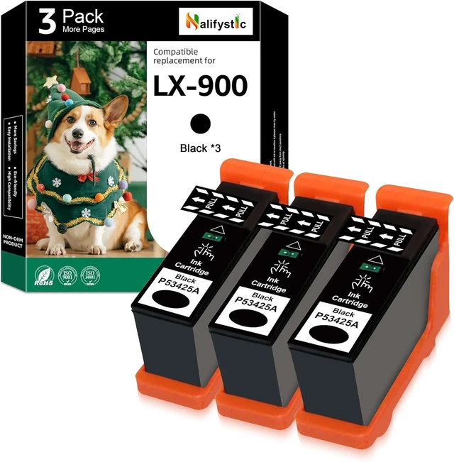 Alt view image 8 of 14 - LX900 Ink Cartridge Replacement for Primera 53425 Ink Cartridge Compatible for LX900 Color Label Printers, 3 Pack Black