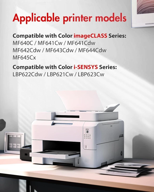 Alt view image 9 of 14 - 054H Toner Cartridge Set - Replacement for Canon 054 Toner Cartridge Set, for Canon MF642cdw Toner Cartridges, Works with Color imageCLASS MF642Cdw, MF644Cdw, MF641Cdw, LBP622Cdw Printer (4 Pack)