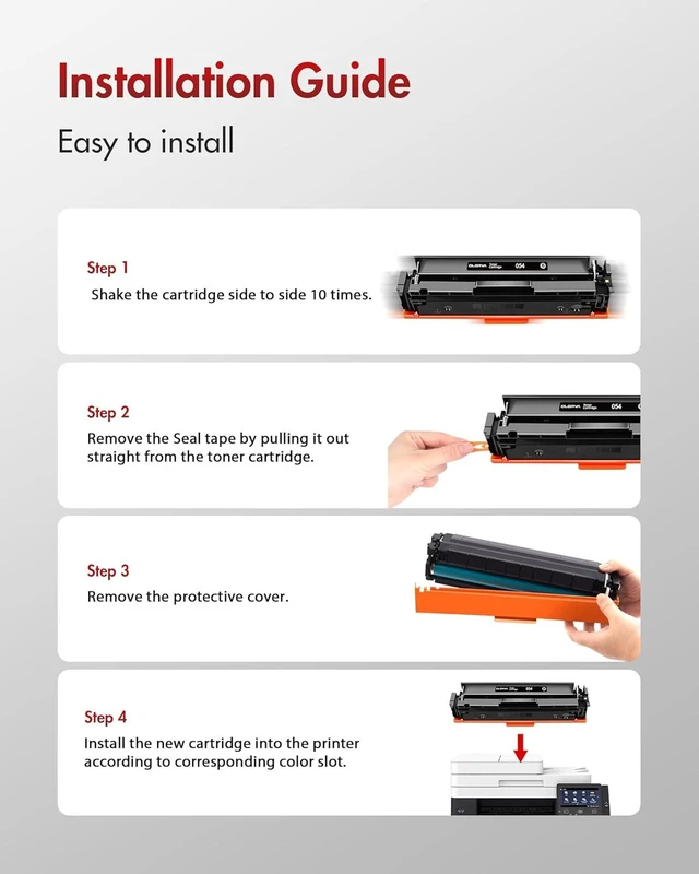 Alt view image 12 of 14 - 054H Toner Cartridge Set - Replacement for Canon 054 Toner Cartridge Set, for Canon MF642cdw Toner Cartridges, Works with Color imageCLASS MF642Cdw, MF644Cdw, MF641Cdw, LBP622Cdw Printer (4 Pack)