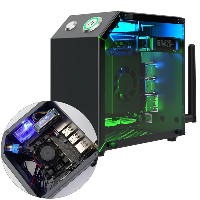 Alt view image 6 of 10 - Yahboom Jetson Case for Jetson Nano Orin Nano Orin NX Super Heat Metal Mini Protect Case with Cooling Fan Antenna RGB Light(OLED Needs Program Drive)