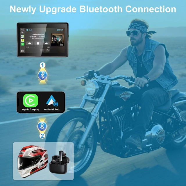 Alt view image 10 of 10 - 2026 YZW GPS Carplay 5 inch for Motorcycle with Wireless CarPlay & Android Auto, IP69K Waterproof Touch Screen, GPS Nevigation, Supports Bluetooth, Siri, Google Assistant, Vioce Control, Bracket